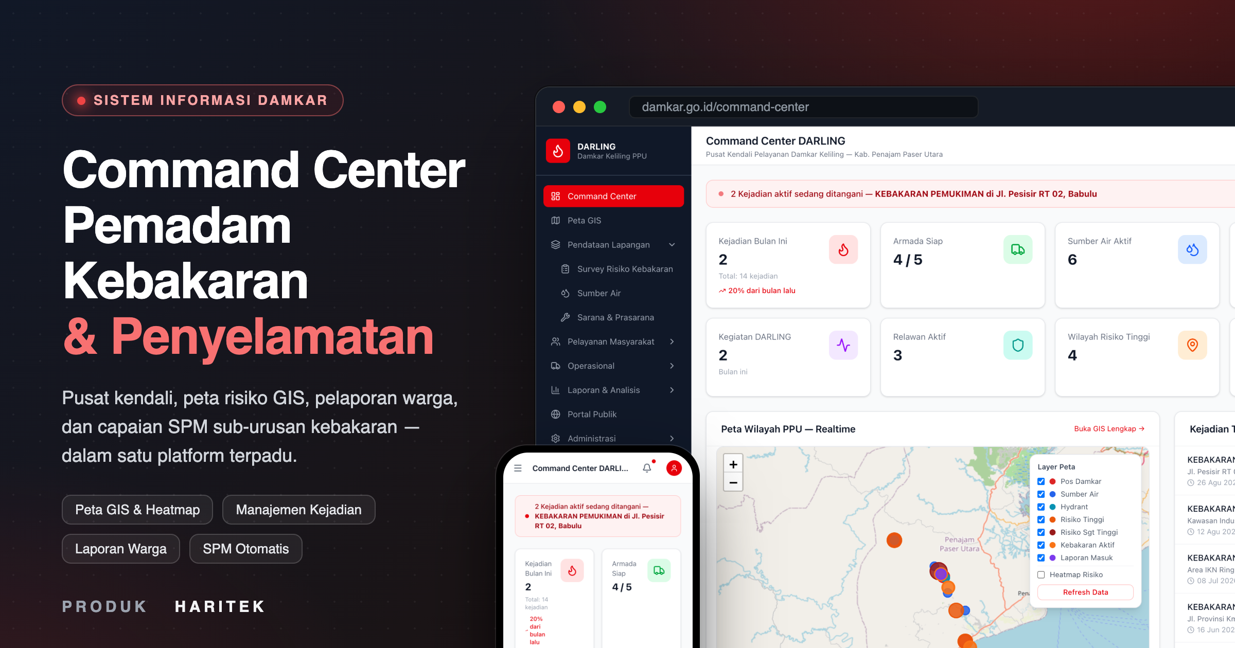 Aplikasi Command Center Pemadam Kebakaran & Penyelamatan (Damkar)